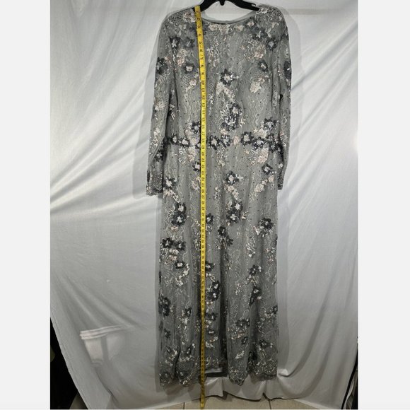 NWT $598 Mac Duggal [ 18W‎ ] Embellished Illusion Long Sleeve A Line Gown #Q542 - Picture 12 of 16